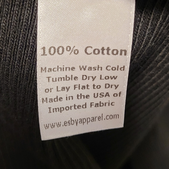 Esby Mesa Top Black Rib Dolman Sleeve Turtleneck Sweater 100% Cotton Medium - Picture 7 of 8